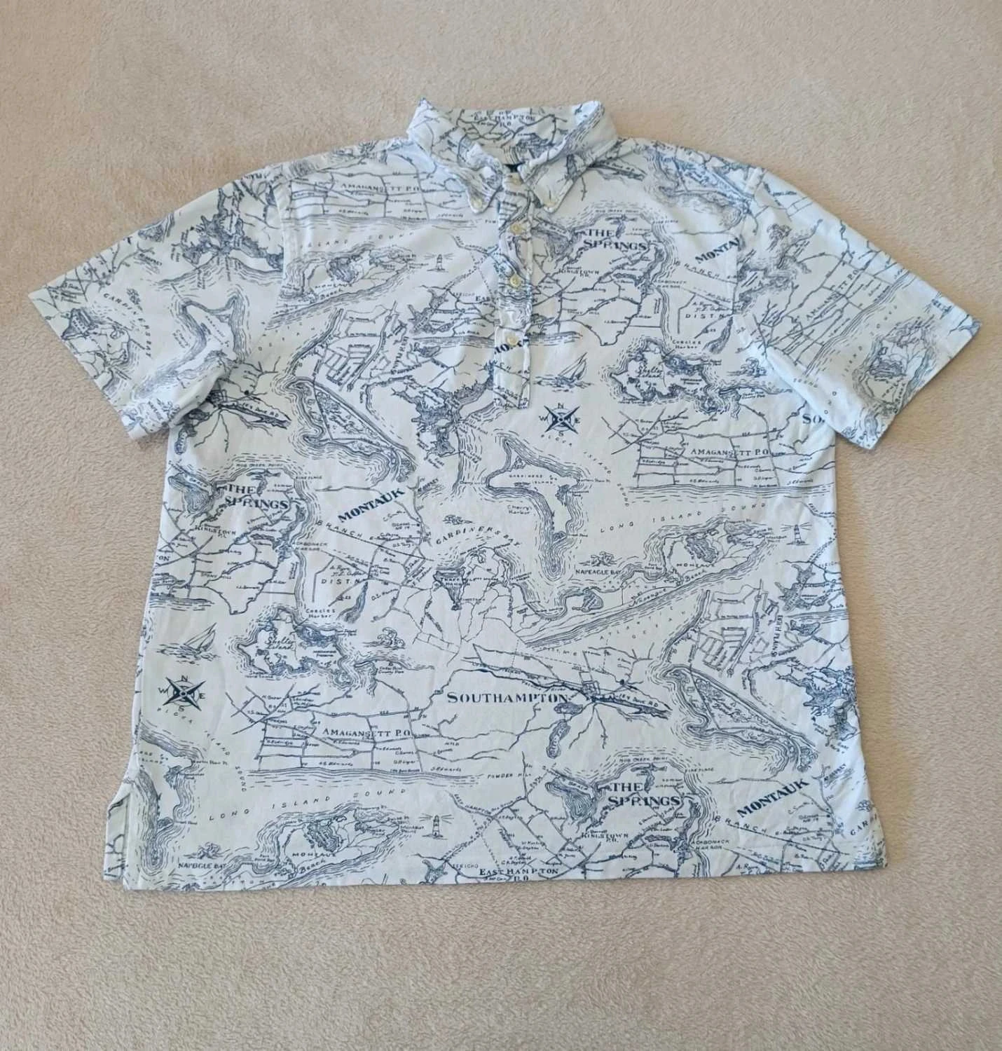 Polo Ralph Lauren white knit oxford Topographie blue Size XL – photo 2